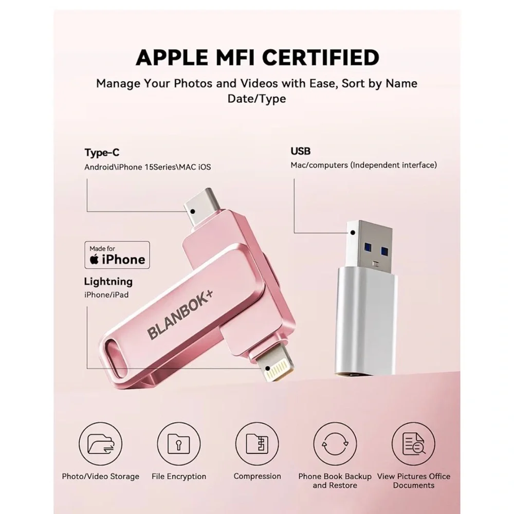 Pink USB-C and Lightning Adapter (A245)